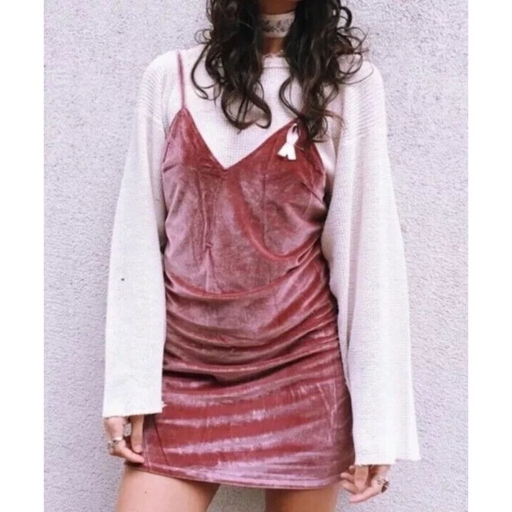 Seek The Label Dress Velvet Sleeveless Mini Slip V Neck